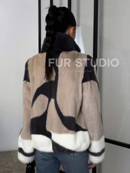 Норковая шуба - бомбер на молнии - фото 5