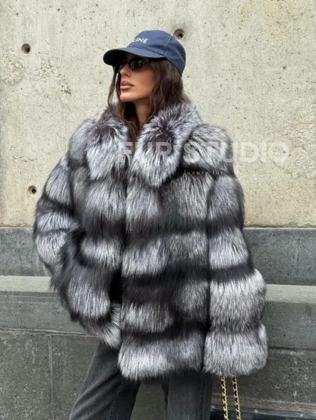 Шуба из чернобурки воротник стойка - фото 14