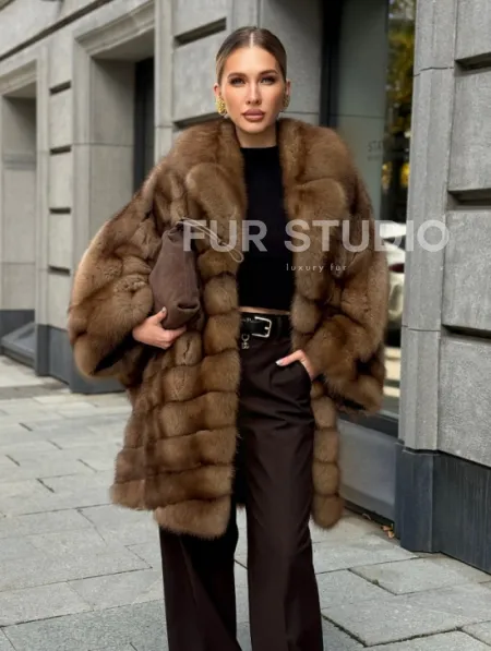 Шуба из куницы оверсайз - фото 0