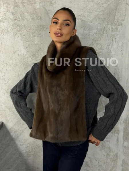 Манишка норковая - цвет соболь - фото 7