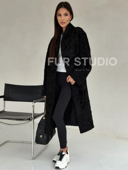 Черная шуба из каракуля - фото 3