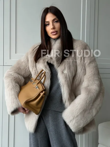 Бежевая дубленка из тосканы - фото 10