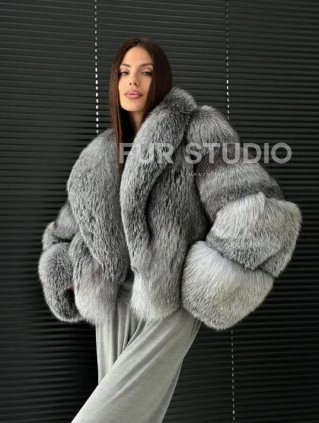 Полушубок - кроп из меха блюфрост - фото 11