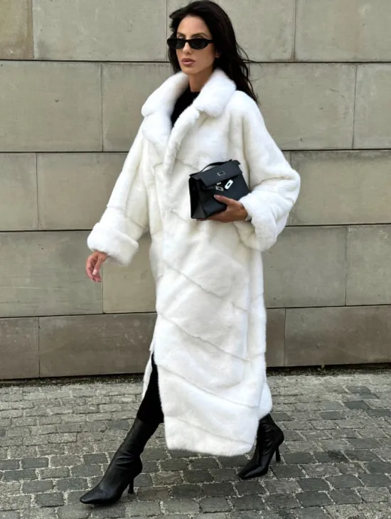 Длинная норковая шуба White COLLECTION с английским воротником - фото 6