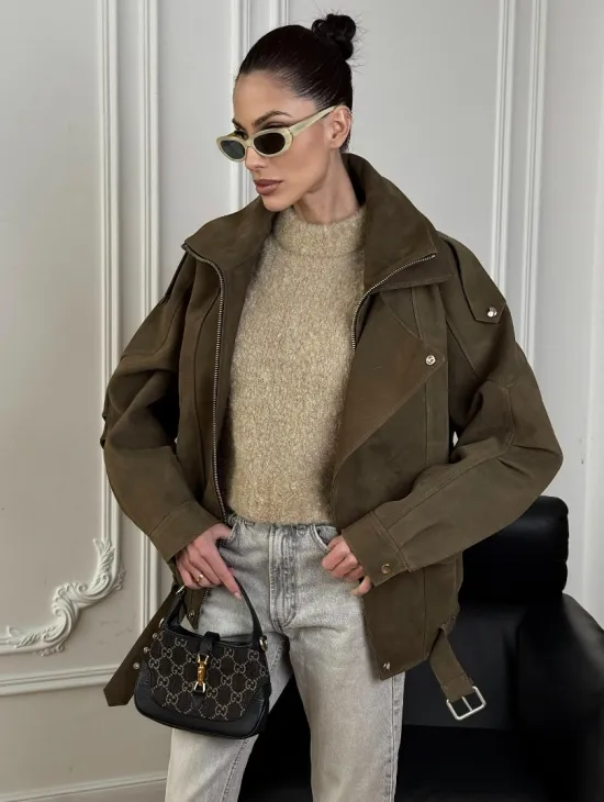 Популярная натуральная женская кожаная куртка-бомбер  