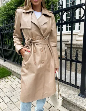 Кожаный тренч на пуговицах - фото 3