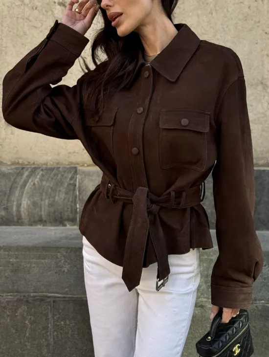 Женская куртка - рубашка из замши - фото 4