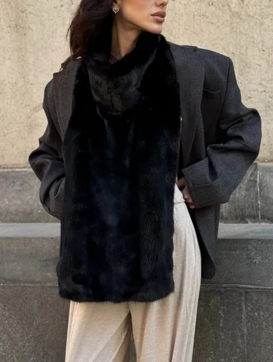 Черная норковая манишка - фото 2