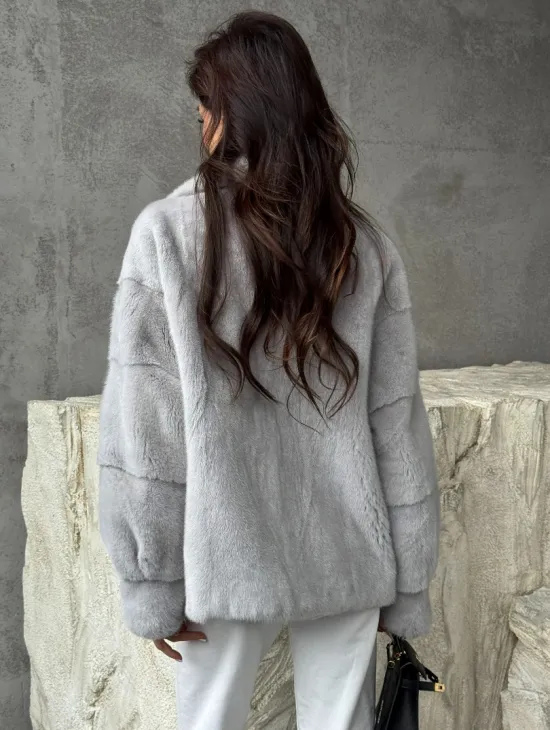 Голубая норковая шуба - фото 4