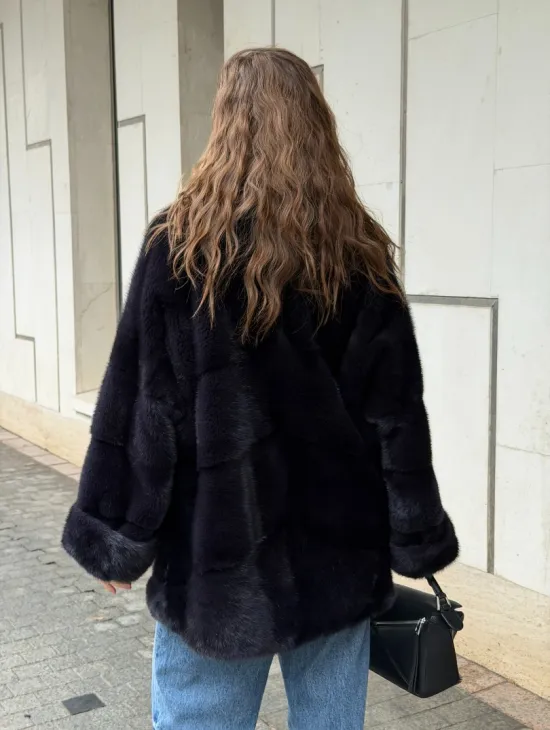 Норковый полушубок - английский воротник - фото 8