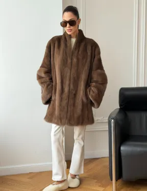 Полушубок из норки - цвет соболь - фото 10