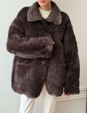 Двухсторонняя дубленка - мех тиградо - фото 6