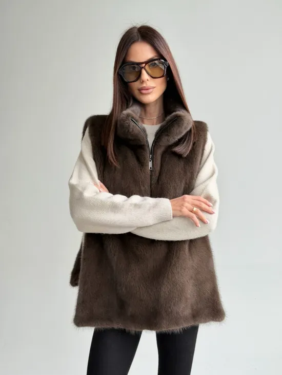 Женская меховая манишка - мех норка - фото 11