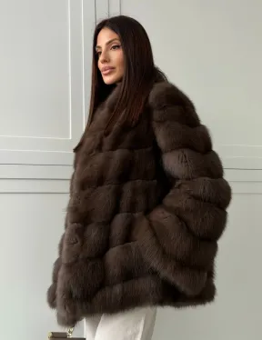 Женская шуба из меха куницы - фото 14