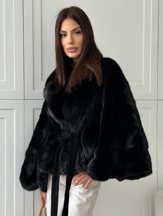 Черная норка летучая мышь - английский воротник - фото 0