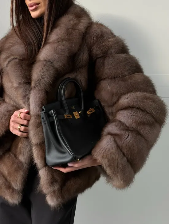 Куртка из куницы - воротник шаль - фото 2