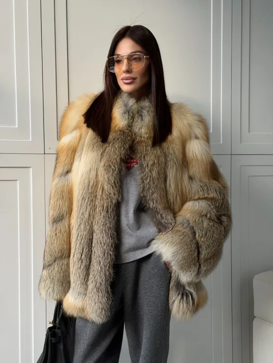 Полушубок из лисы - рукава косички - фото 16