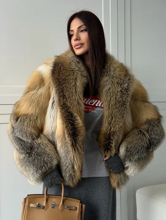 Женская шуба из лисьего меха Golden Edged Fox - фото 8