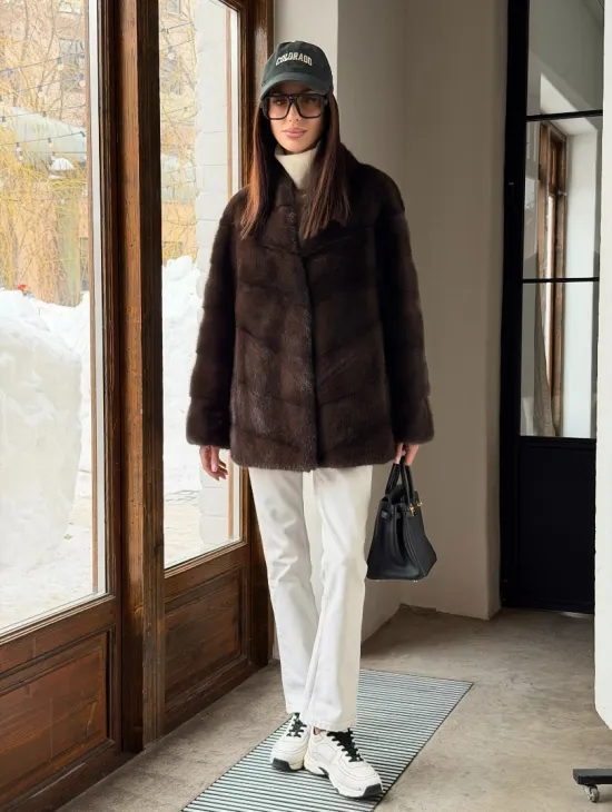 Женский норковый полушубок - фото 11