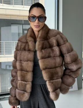 Полушубок из соболя «Тортора графит» - фото 5