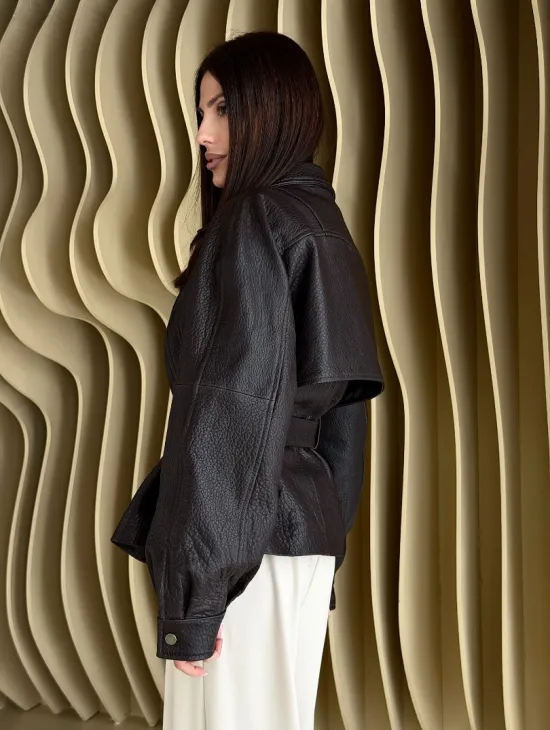 Коричневая кожаная куртка «Тренд - 2026» - фото 9