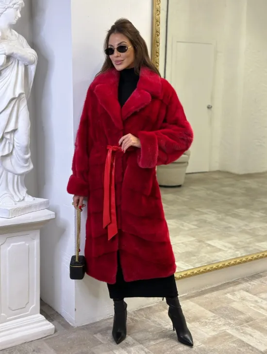 Красная шуба из финской норки - фото 0