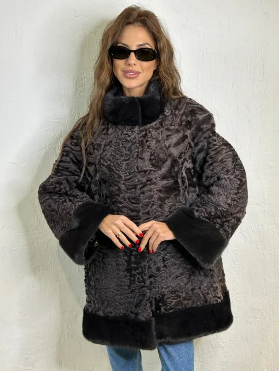 Каракульча стойка воротник отделка норка - фото 0