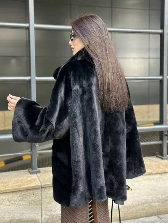 Норка BLACKGLAMA стойка воротник паркет - фото 3