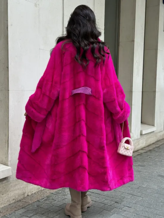 Фуксия шуба из меха аукционной норки - фото 4