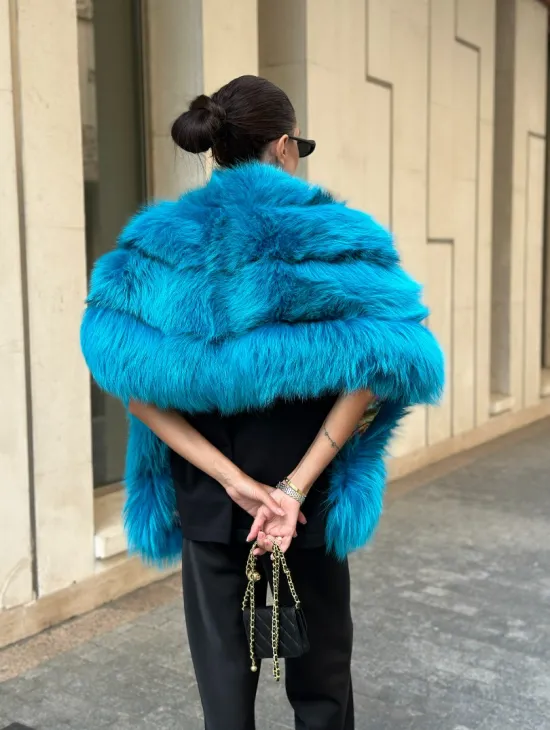 Накидка женская из меха чернобурки - Тиффани - фото 3